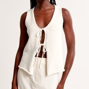 Abercrombie Ivory Tie-Front Bouclé Tank Top